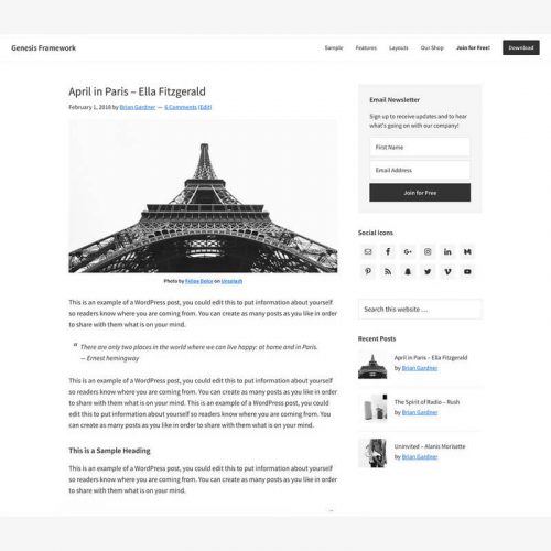 Genesis Framework theme by Studiopress