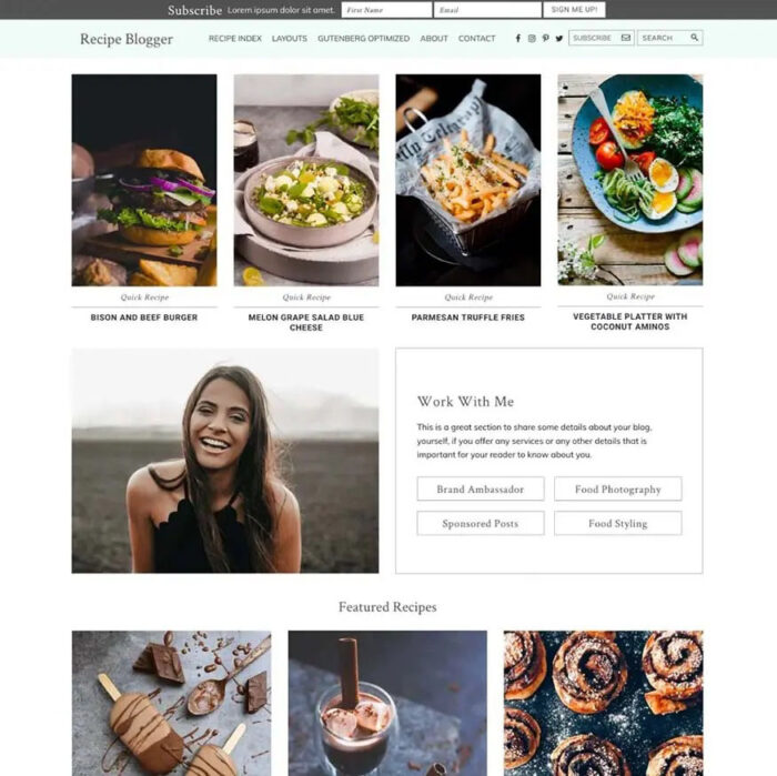 Recipe Blogger Theme + Genesis Framework