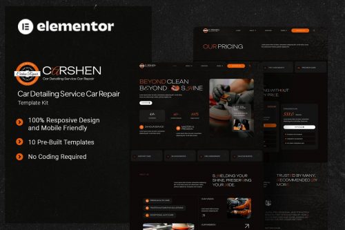 Carshen – Car Detailing Service Car Repair Elementor Template Kit