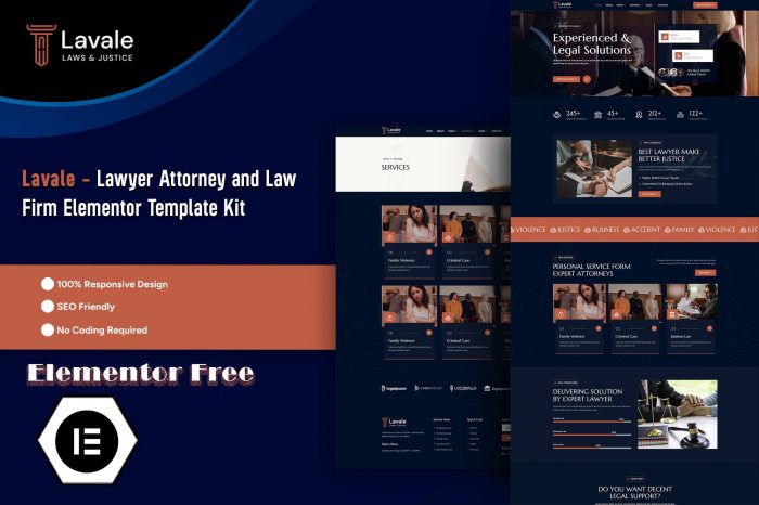 Lavale – Lawyer Attorney And Law Firm Elementor Template Kit
