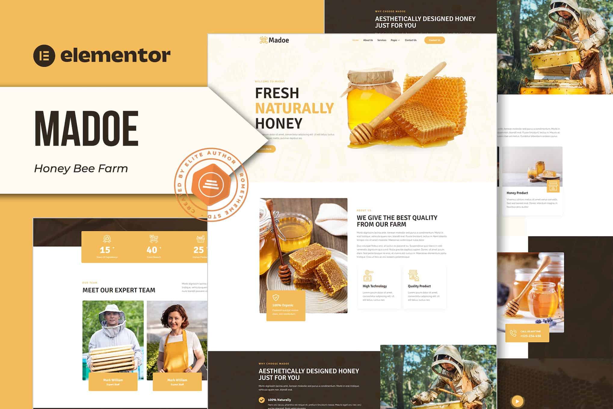 Madoe - Honey Bee Farm Elementor Template Kit