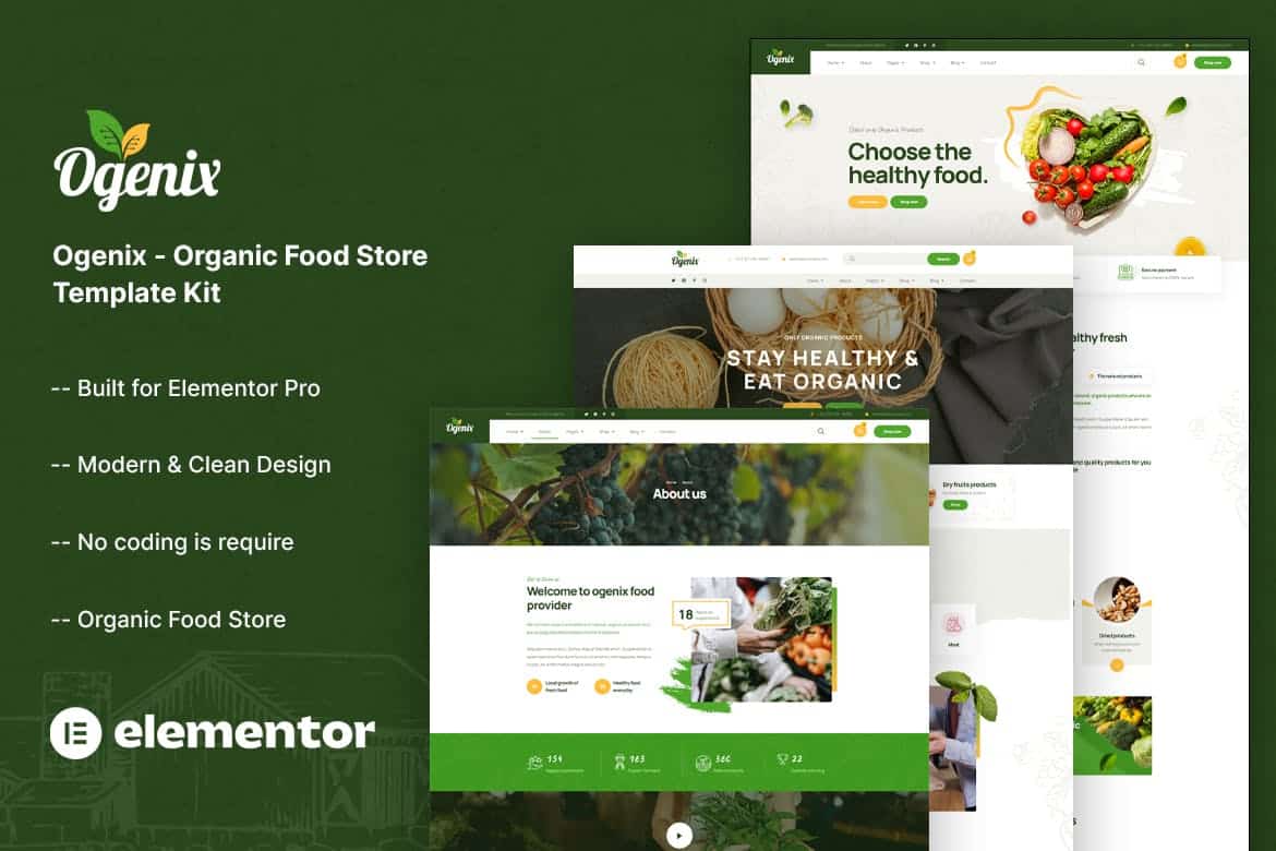 Ogenix - Organic Food Store Elementor Template Kit