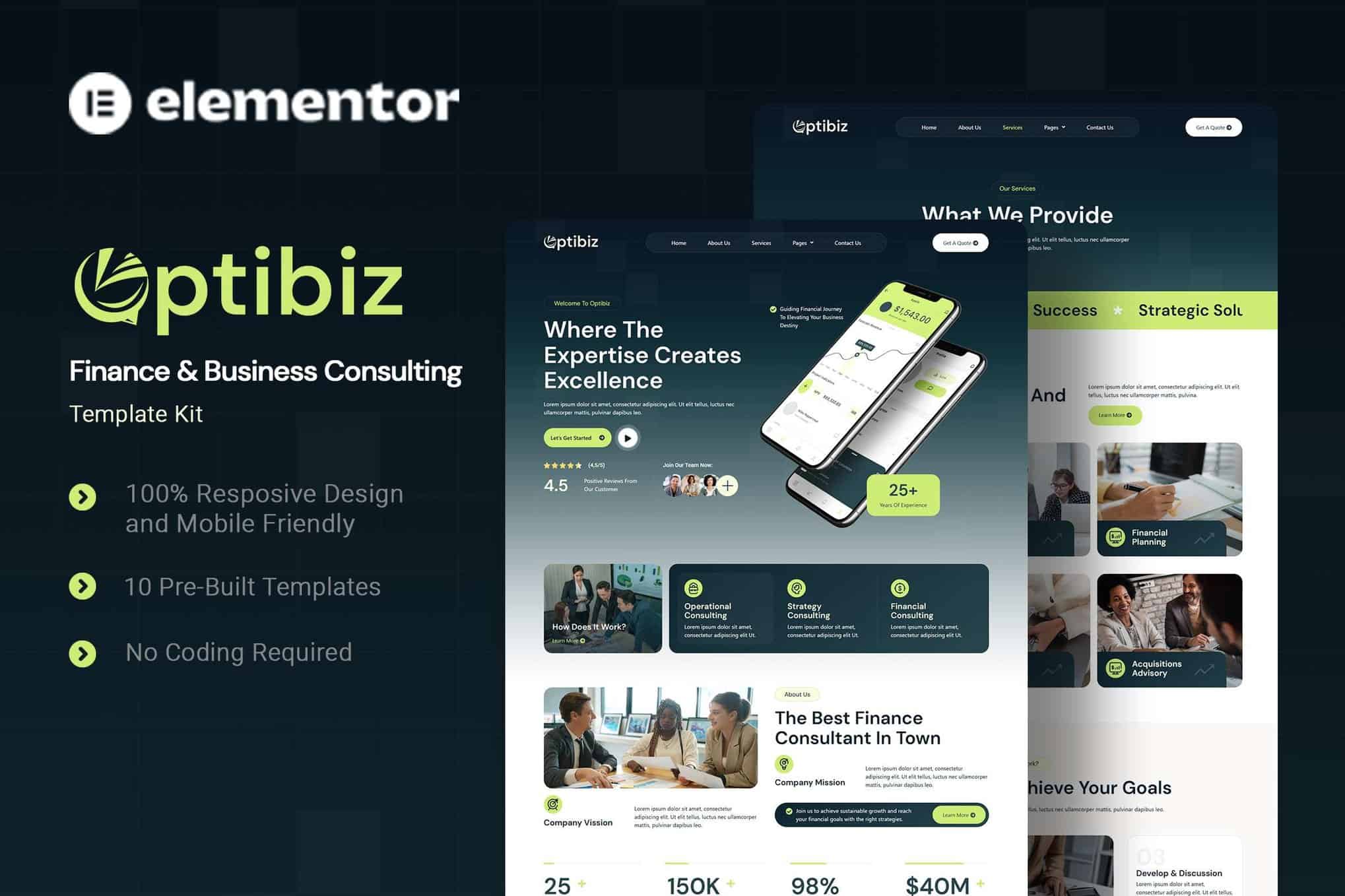 Optibiz – Finance & Business Consulting Elementor Template Kit