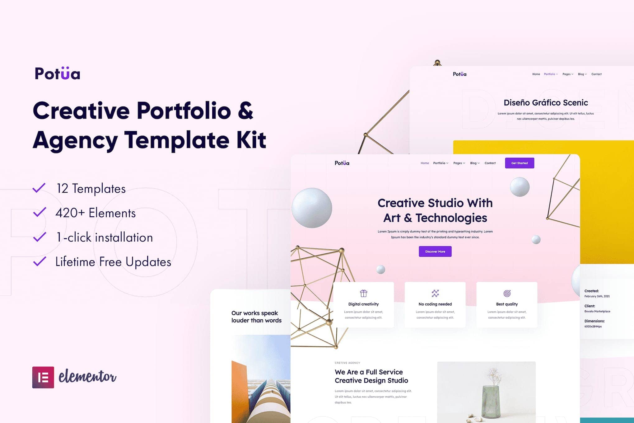 Potua - Creative Portfolio & Agency Elementor Template Kit