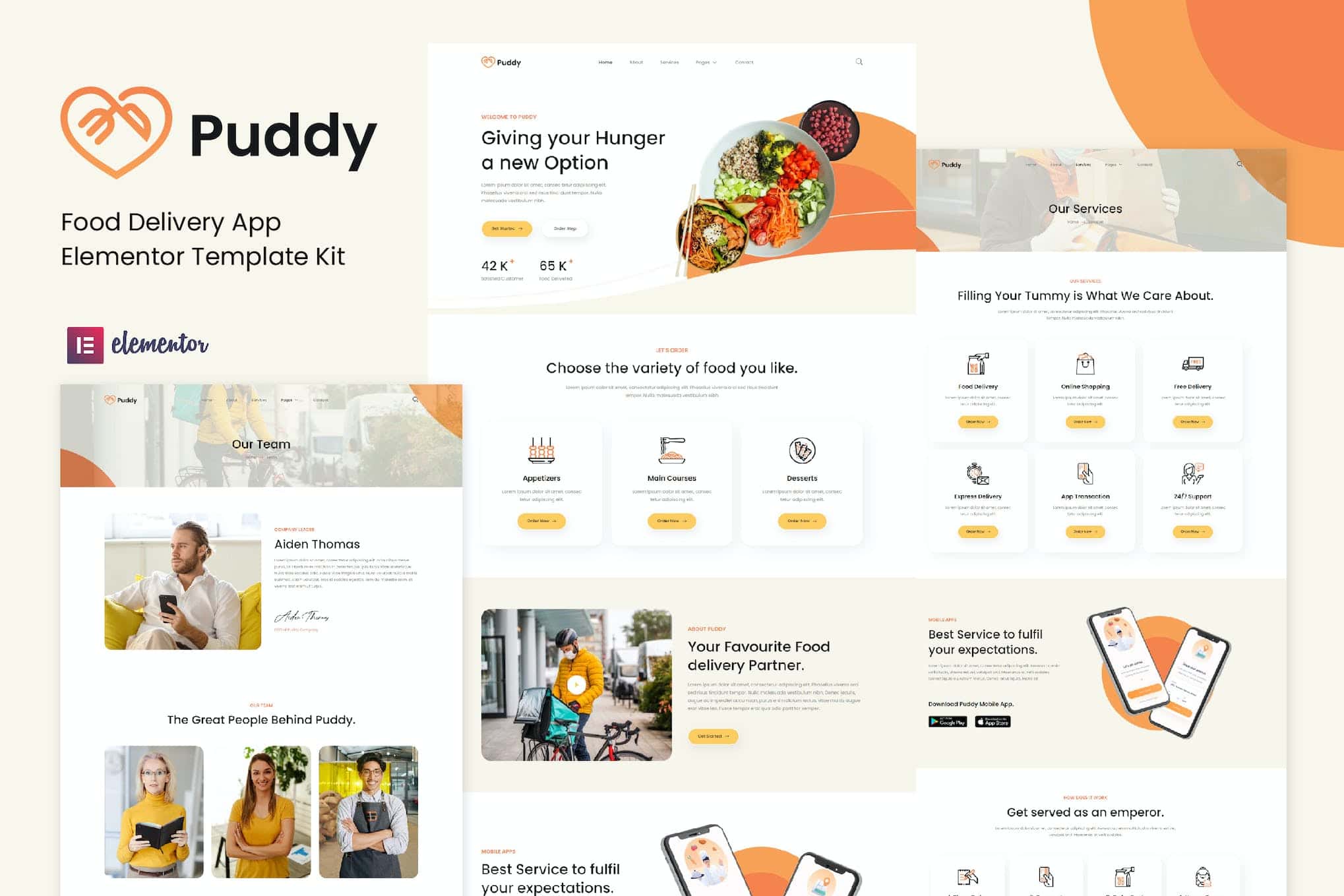 Puddy - Food Delivery App Elementor Template Kit