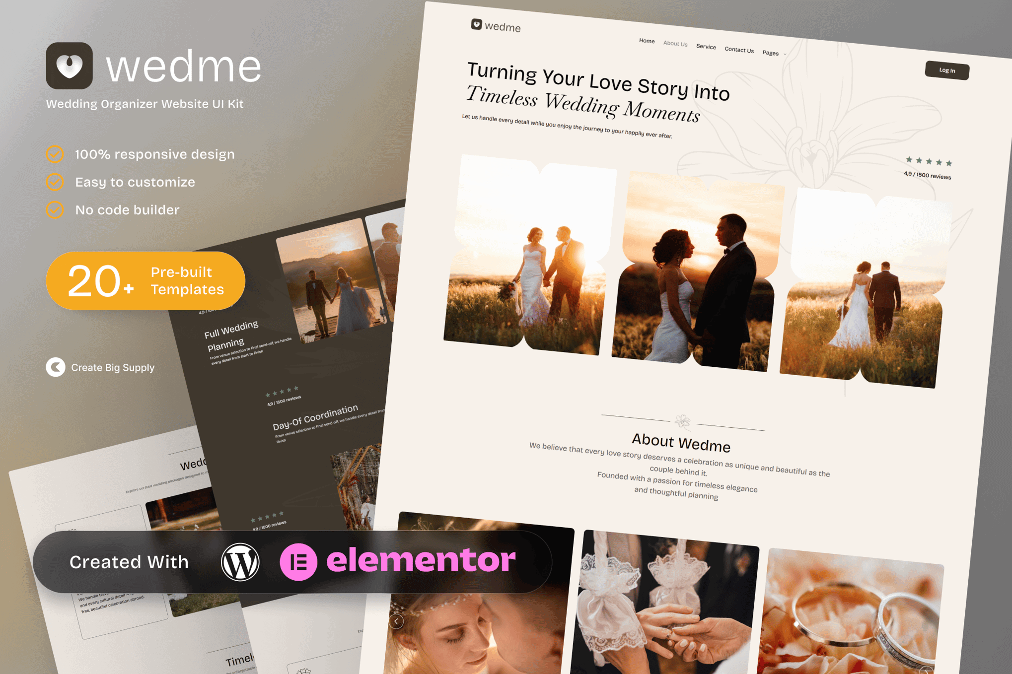 Wedme Wedding Organizer Elementor Template Kit Latest WP NULLED